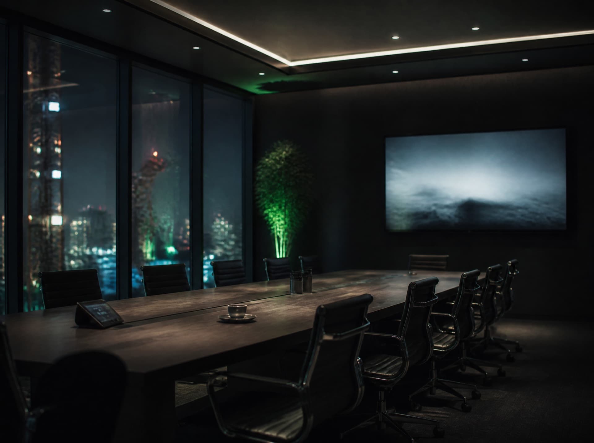 Conference room at dusk