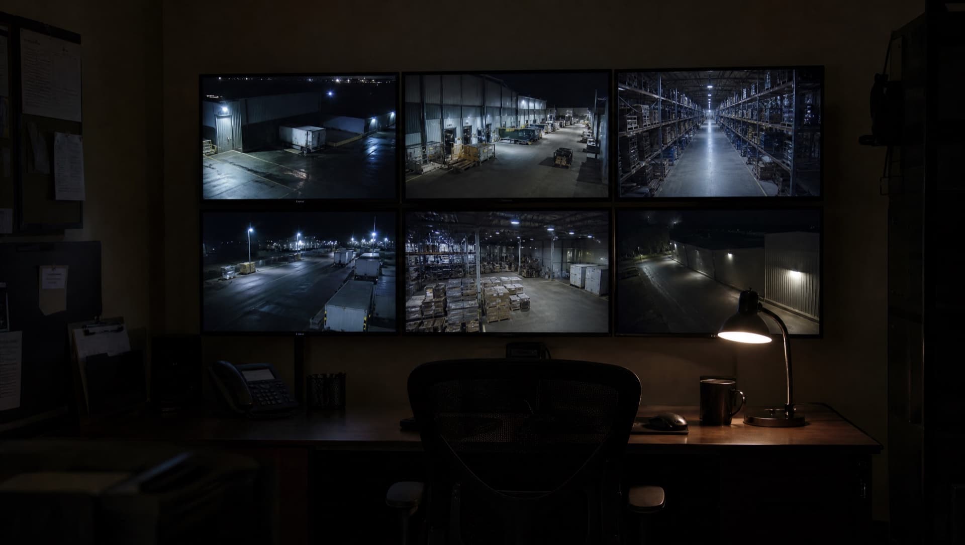 Wall of security monitors